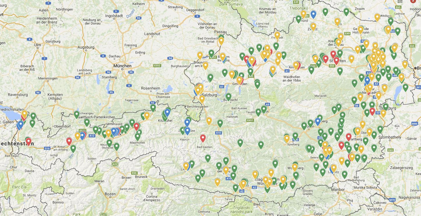 Unternehmen Dealer Finder OEsterreichkarte